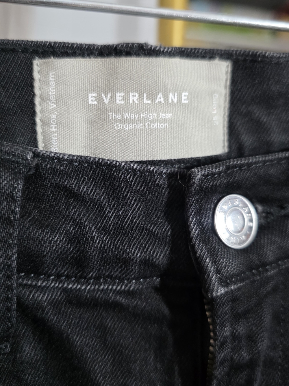 Everlane Wide Leg Raw Hem Jeans  High Rise Black Denim Sz 25 L - Picture 2 of 7